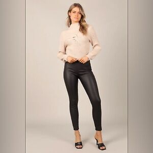 Petal + Pup Danger Faux Leather Leggings in Black, size 4